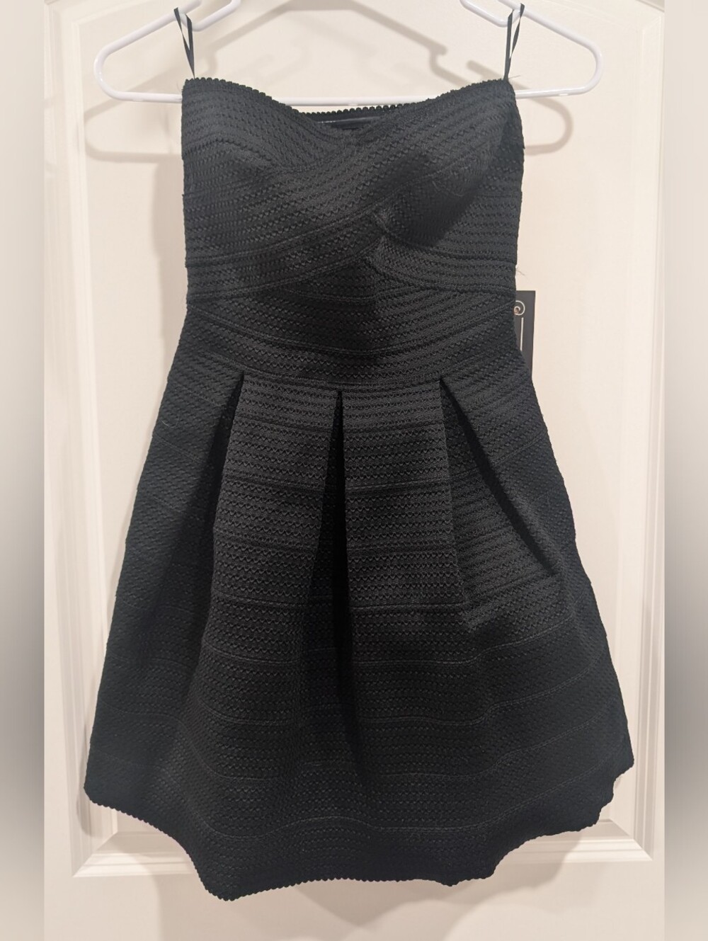 NWT Express Strapless Textured Black Fit-and-Flare Dress Size XS